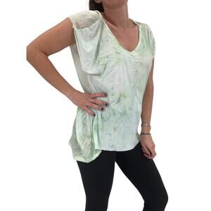 2/$30 HERO CRANE Top Size S NEW Deconstructed OOAK Blouse Green Mesh Back $195